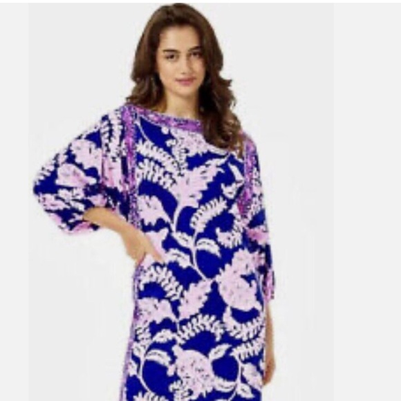 NWT Lilly Pulitzer Silva maxi dress size 8 galaxy blue shell pink NWT